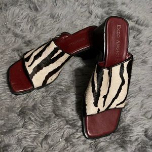 Enzo angiolini zebra slip on wedges 6 1/2 M